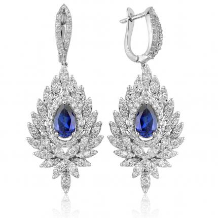 4.78 ct. Pırlanta Safir Küpe
